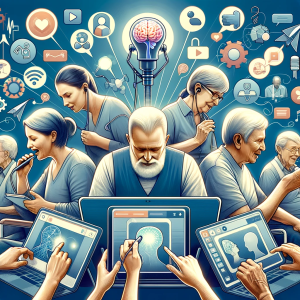 Image showing many different people engaging in online activities with each other.